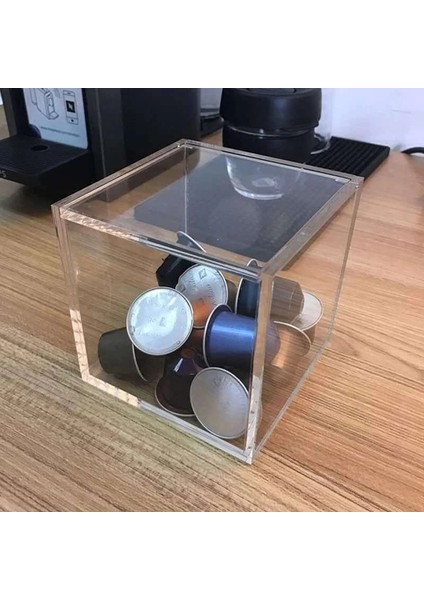 Akrilik Kapsül Kahve Saklama Kutusu Tutucu Şeffaf Toz Geçirmez Kapaklı Kılıf Nibs Kağıt Clool (Yurt Dışından)