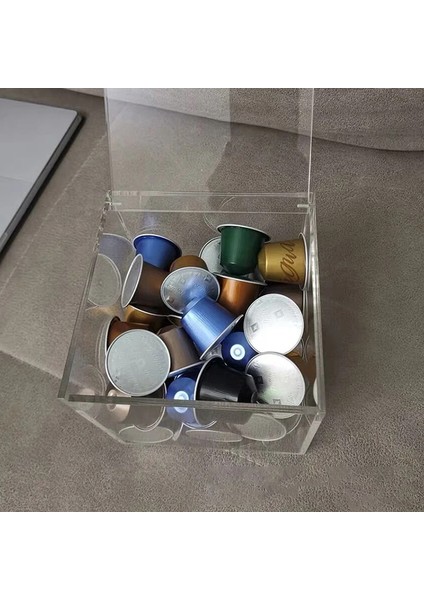 Akrilik Kapsül Kahve Saklama Kutusu Tutucu Şeffaf Toz Geçirmez Kapaklı Kılıf Nibs Kağıt Clool (Yurt Dışından) fiyatları