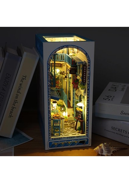 TC38 Tarzı Diy Ahşap Kitap Köşesi Raf Ekleme Minyatür Yapı Seti Deniz Evi Casa Kitaplık Montaj Bookend Yetişkinler Için Kız Doğum Günü Hediyesi (Yurt Dışından) modelleri