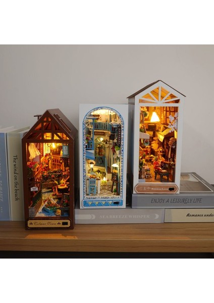 TC38 Tarzı Diy Ahşap Kitap Köşesi Raf Ekleme Minyatür Yapı Seti Deniz Evi Casa Kitaplık Montaj Bookend Yetişkinler Için Kız Doğum Günü Hediyesi (Yurt Dışından) indirimleri