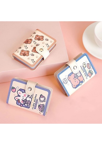 Bir Stil Sevimli Tavşan Ayı Kart Tutucu Kawaii Kredi Kartı Durumda Otobüs Kımlık Kartvizit Çantası Taşınabilir Cüzdan Kore Kırtasiye Ofis Malzemeleri (Yurt Dışından) indirimleri
