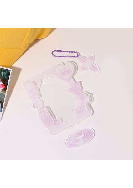 Mor Tarzı Fotoğraf Koruma Fotoğraf Tutucu Kart Kolu Fotocard Çerçeve Kart Ekran Standı Masaüstü Dekor Kolye ve Yama ile (Yurt Dışından)