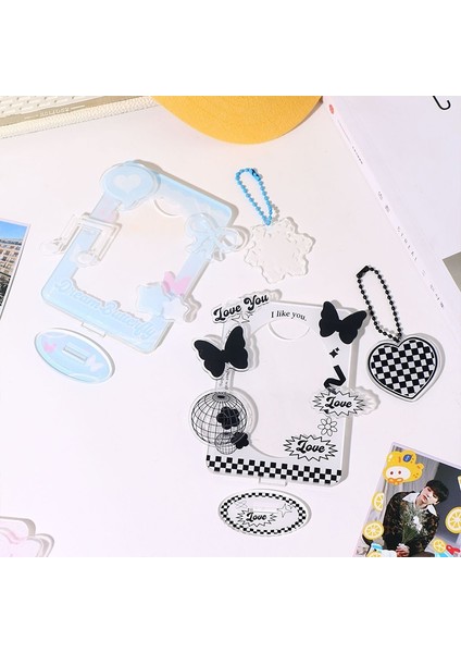 Mor Tarzı Fotoğraf Koruma Fotoğraf Tutucu Kart Kolu Fotocard Çerçeve Kart Ekran Standı Masaüstü Dekor Kolye ve Yama ile (Yurt Dışından) fiyatları