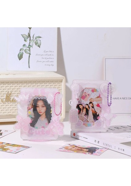 Mor Tarzı Fotoğraf Koruma Fotoğraf Tutucu Kart Kolu Fotocard Çerçeve Kart Ekran Standı Masaüstü Dekor Kolye ve Yama ile (Yurt Dışından) modelleri