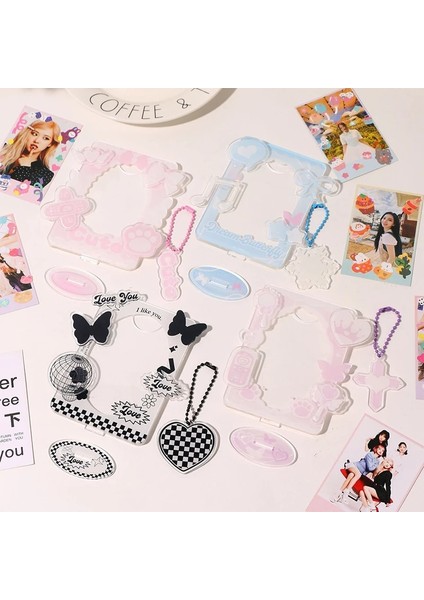 Mor Tarzı Fotoğraf Koruma Fotoğraf Tutucu Kart Kolu Fotocard Çerçeve Kart Ekran Standı Masaüstü Dekor Kolye ve Yama ile (Yurt Dışından) fırsatları