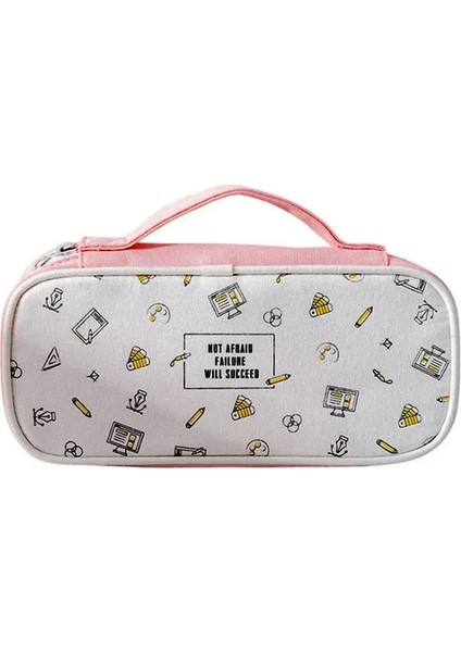 Sarı Stil Taşınabilir Büyük Kapasiteli Kalem Kutusu Tuval Fermuar Öğrenci Kalem Kırtasiye Kutusu Makyaj Çantası Kozmetik Saklama Çantası Seyahat Organizatör (Yurt Dışından) fırsatları