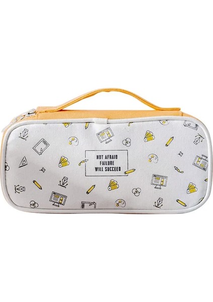 Sarı Stil Taşınabilir Büyük Kapasiteli Kalem Kutusu Tuval Fermuar Öğrenci Kalem Kırtasiye Kutusu Makyaj Çantası Kozmetik Saklama Çantası Seyahat Organizatör (Yurt Dışından) indirimleri