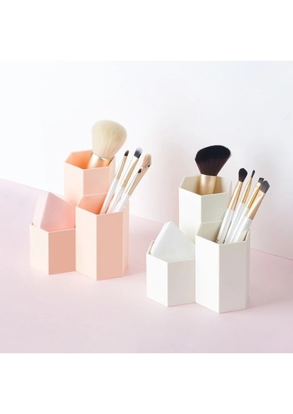 Bej Tarzı Altıgen Masaüstü Kalem Tutucu Standı 3 Yuvası Kalem Ekran Bardak Makyaj Fırça Kırtasiye Ofis Malzemeleri Organizatör Okul Için (Yurt Dışından) fırsatları