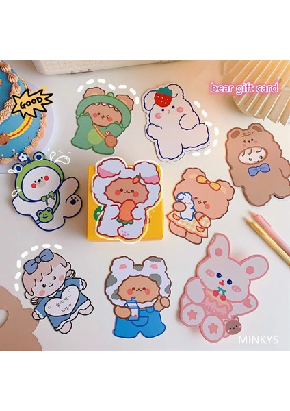 Sarı Stil Mınkys Yeni Varış Lot Kawaii Ayı Tavşan Dilek Hediye Kartı Zarf Tebrik Kartı Festivali Hediye Kartı Okul Kırtasiye (Yurt Dışından) modelleri