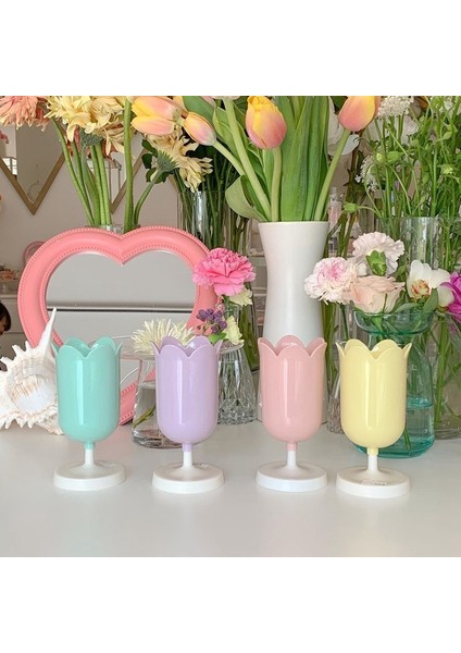 Sarı Stil Ins Yaprakları Kız Kalp Kalem Tutucu Makyaj Fırçası Depolama Kovası Vintage Çiçekler Fotoğraf Sahne Makyaj Tutucusu Ofis Masası (Yurt Dışından) modelleri