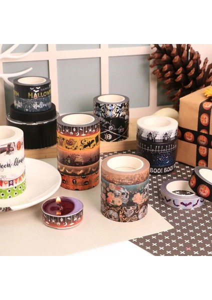 No.5 Tarzı 2021 Cadılar Bayramı Dekoratif Yapışkan Bant Kabak Kafatası Folyo Maskeleme Washi Bant Diy Scrapbooking Sticker Etiket Japon Kırtasiye (Yurt Dışından) modelleri