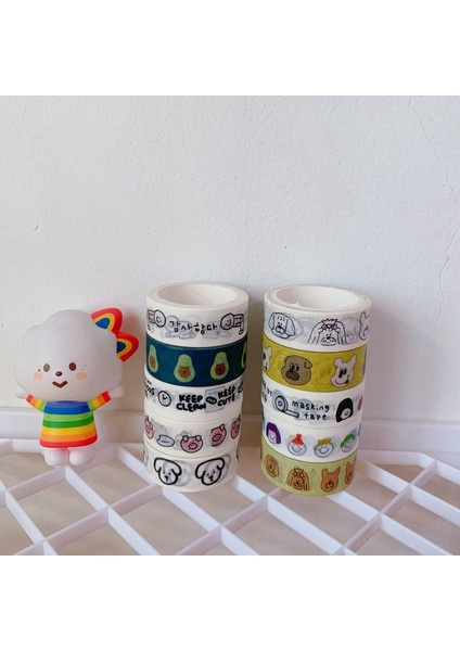 D4 Stili Ins Sıcak Sevimli Küçük Boz Ayı ve Kağıt Yapışkan Bant 12 Model Kawaii Kore Washi Bant El Hesabı Dekoratif Maskeleme Bandı (Yurt Dışından) modelleri