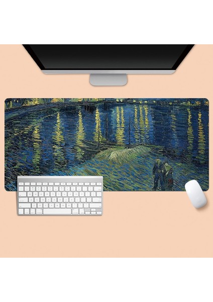 H-300X800X2MM Stili Van Gogh Mouse Pad Yağlıboya Tarzı Büyük Ofis Sümen Pad Kaymaz Kalınlaşmış Kauçuk Klavye Matı Masaüstü Aksesuarları (Yurt Dışından) fiyatları