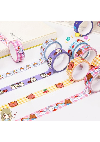 F Stili 8 Stil Washi Bant Sevimli Karikatür Hayvan Maskeleme Bandı Renkli Scrapbooking Günlüğü Dekoratif Bant Okul Ofis Kırtasiye (Yurt Dışından) fiyatları