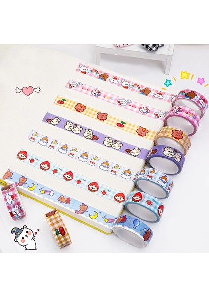 F Stili 8 Stil Washi Bant Sevimli Karikatür Hayvan Maskeleme Bandı Renkli Scrapbooking Günlüğü Dekoratif Bant Okul Ofis Kırtasiye (Yurt Dışından) modelleri