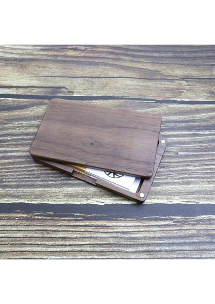 NO.3026 Tarzı Ezone Yaratıcı Doğal Ahşap Kartvizitlik Cep Ince Kartvizit Kredi Siyah Ceviz Renk Iş Manyetik Kart Kılıfı (Yurt Dışından)