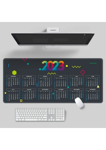 E-300X800X2MM Stili Alendar Mouse Pad Bilgisayar Dizüstü Dizüstü Dikdörtgen Büyük Boy Kaymaz Ofis Masası Takvim Masa Mat Mutlu Yeni Yıl (Yurt Dışından)
