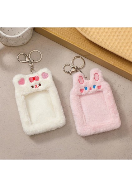 Beyaz2 Tarzı Anahtarlık Kawaii Ayı Fotoğraflı Kart Tutucu Öğrenci Otobüs Kartı Kartvizitlik Koruyucu Kılıf Kpop Fotoğraf Kollu Kırtasiye (Yurt Dışından) fırsatları