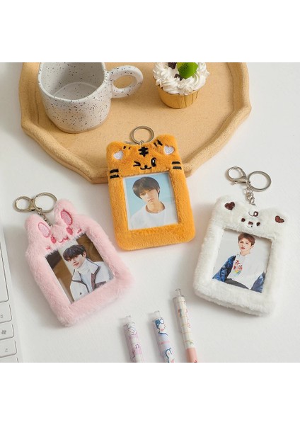 Beyaz2 Tarzı Anahtarlık Kawaii Ayı Fotoğraflı Kart Tutucu Öğrenci Otobüs Kartı Kartvizitlik Koruyucu Kılıf Kpop Fotoğraf Kollu Kırtasiye (Yurt Dışından) indirimleri