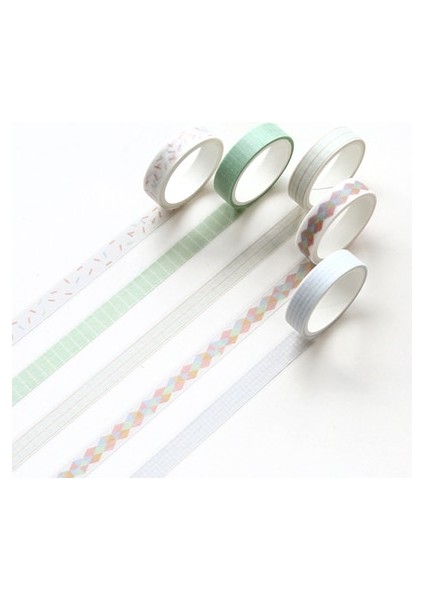 Q Stili Ack Stripedgridflowers Temel Düz Renk Kağıt Washi Bant Yapışkan Bant Dıy Scrapbooking Sticker Etiket Maskeleme Bandı (Yurt Dışından)