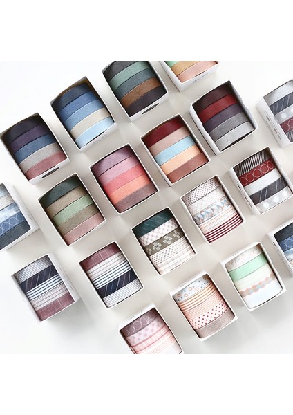 Q Stili Ack Stripedgridflowers Temel Düz Renk Kağıt Washi Bant Yapışkan Bant Dıy Scrapbooking Sticker Etiket Maskeleme Bandı (Yurt Dışından) fiyatları