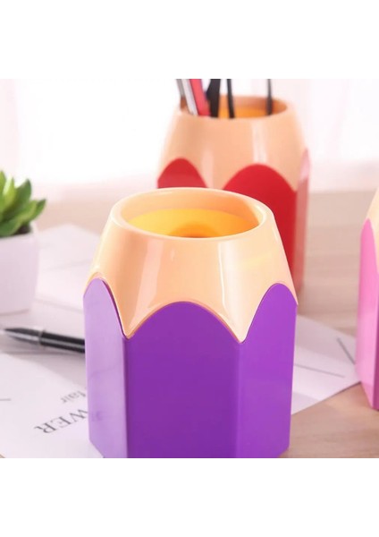 Mor Tarzı Yaratıcı Kalem Vazo Kalem Pot Makyaj Fırça Tutucu Kırtasiye Masası Düzenli Plastik Masa Düzenleyici Konteyner Okul Ofis Malzemeleri (Yurt Dışından)