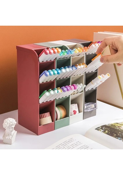 Pembe Tarzı Yeni Varış Katı Coloroblique Ekleme 4 Izgara Kalemlik Yaratıcı Masa Üstü Organiser Makyaj Kalemleri Saklama Kutusu Okul Kırtasiye (Yurt Dışından) fiyatları