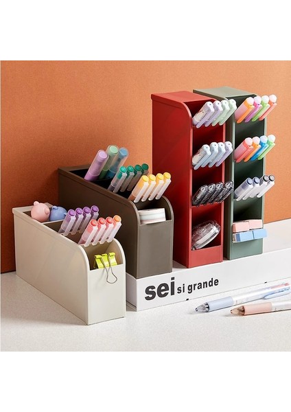 Pembe Tarzı Yeni Varış Katı Coloroblique Ekleme 4 Izgara Kalemlik Yaratıcı Masa Üstü Organiser Makyaj Kalemleri Saklama Kutusu Okul Kırtasiye (Yurt Dışından) fırsatları