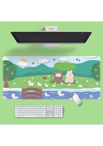 O-800X300X2MM Stili Ins Tarzı Sevimli Pembe Gezegen Tavşan Mouse Pad Oyun Büyük Süper Kawaii Bilgisayar Mat Kaymaz Klavye Pedi Ev Ofis Masaüstü Mat (Yurt Dışından)