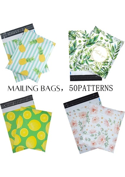 Mor Çiçekler Tarzı Oly Posta Postaları, 10" x 13" Zarflar Plastik Özel Posta G Çantalar, Kendinden Yapışkanlı Şeritli Poli Posta Zarfı (Yurt Dışından)