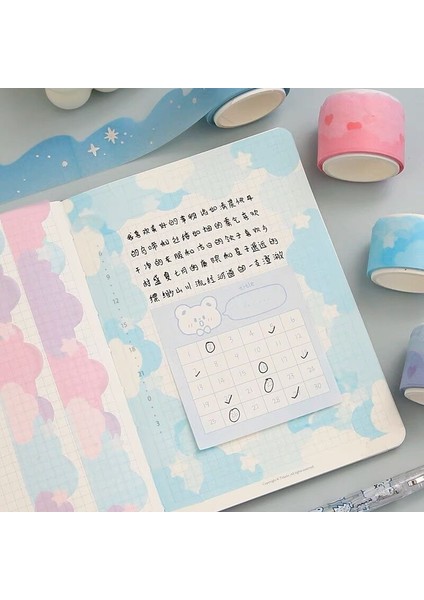 No.12 Tarzı Mınkys Kawaii 5 M Kalp Bulut Washi Maskeleme Bandı Scrapbooking Dergisi Dekoratif Yapışkan Bant El Kitabı Malzeme Kırtasiye (Yurt Dışından)