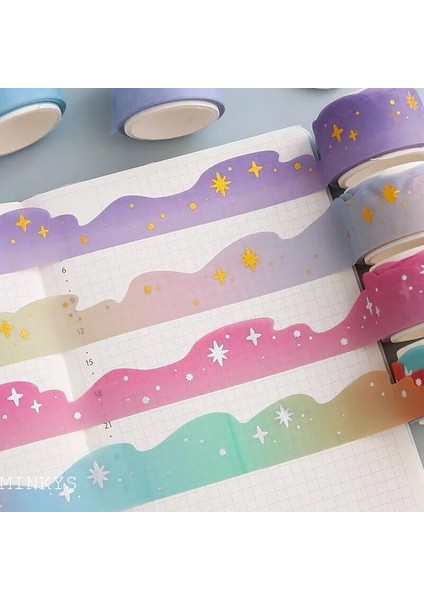No.12 Tarzı Mınkys Kawaii 5 M Kalp Bulut Washi Maskeleme Bandı Scrapbooking Dergisi Dekoratif Yapışkan Bant El Kitabı Malzeme Kırtasiye (Yurt Dışından)