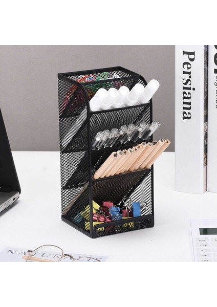 Siyah Stil Basit Masa Ofis Malzemeleri Organizatör 4 Yuvaları Kalem Kalemlik Metal Dresser Vanity Sayaç Kadın Erkek Öğrenci Personel (Yurt Dışından) fırsatları