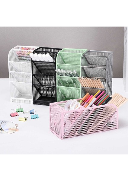 Siyah Stil Basit Masa Ofis Malzemeleri Organizatör 4 Yuvaları Kalem Kalemlik Metal Dresser Vanity Sayaç Kadın Erkek Öğrenci Personel (Yurt Dışından) indirimleri