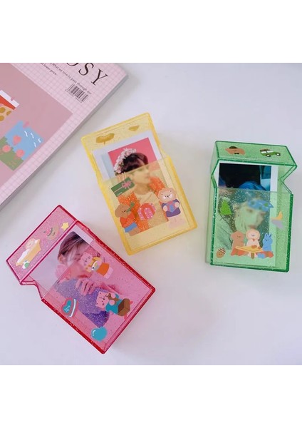 Mor Tarzı Şeffaf Saklama Kutusu Kawaii Kırtasiye Blingbling Fotoğraf Kartı Tutucu Kutusu Kasa Konteyner Idol Kpop Albümleri Fotoğraf Depolama Ins (Yurt Dışından) fırsatları