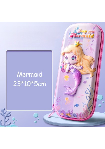 Denizkızı-Küçük Tarzı 3D Kalem Kutusu 3 Katmanlı Eva Kawaii Karikatür Büyük Kapasiteli Su Geçirmez Kapak Okul Kalem Çantası Okul Malzemeleri Kırtasiye Hediye Kutusu (Yurt Dışından)