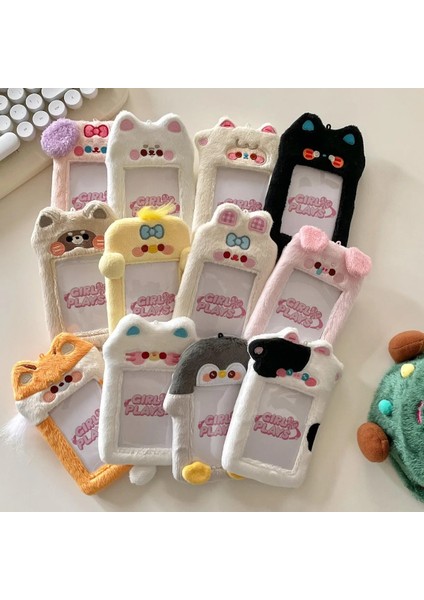 H1 Stili Kawaii Karikatür Hayvan Serisi Yumuşak Peluş 3 Inç Kpop Fotoğraflı Kart Tutucu Fotoğraf Kartı Tutucu Çanta Kolye Okul Kırtasiye (Yurt Dışından) modelleri