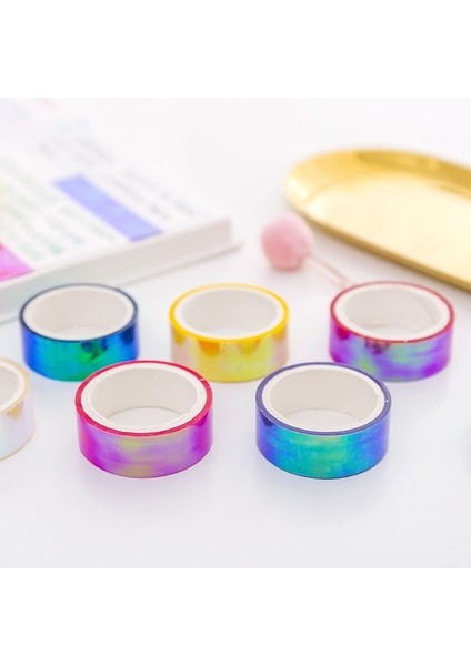 Meihong Tarzı 5m Lazer Glitter Washi Bant Dekoratif Yapıştırıcı Maskeleme Scrapbooking Kız Albümü Kırtasiye Bant Kırtasiye Çıkartmaları Fotoğraf Günlüğü (Yurt Dışından) fırsatları