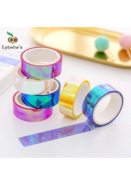 Meihong Tarzı 5m Lazer Glitter Washi Bant Dekoratif Yapıştırıcı Maskeleme Scrapbooking Kız Albümü Kırtasiye Bant Kırtasiye Çıkartmaları Fotoğraf Günlüğü (Yurt Dışından) indirimleri