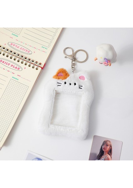 Kedi Tarzı Kawaii Peluş Fotocard Tutucu Kolye Sevimli Tavşan Sevgilisi Idol Kart Sahipleri Otobüs Kartı Proect Kollu Kapak (Yurt Dışından)