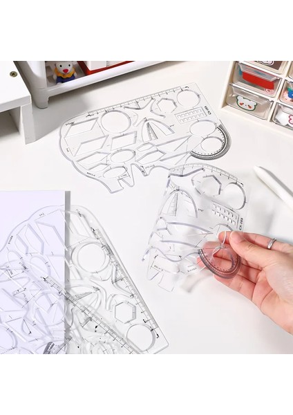 Yumuşak Stil Çok Fonksiyonlu Geometrik Cetvel Geometrik Çizim Şablonu Okul Öğrenci Ofis Mimarisi Için Ölçme Aracı Ölçme Kuralı (Yurt Dışından) fiyatları