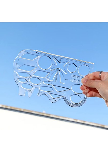 Yumuşak Stil Çok Fonksiyonlu Geometrik Cetvel Geometrik Çizim Şablonu Okul Öğrenci Ofis Mimarisi Için Ölçme Aracı Ölçme Kuralı (Yurt Dışından) fırsatları