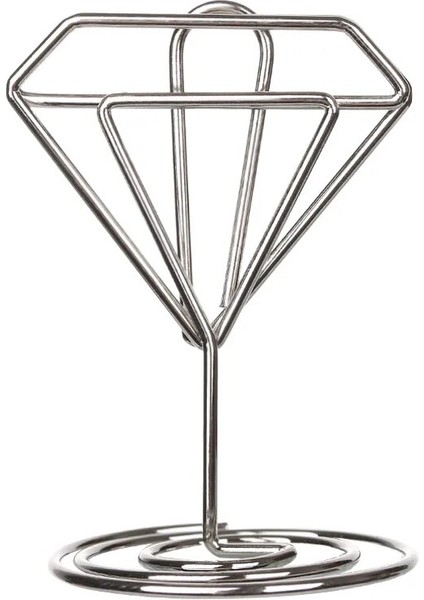 Type2 Gümüş Stili Tyles Metal Not Klip Yer Kartı Kalp Elmas Şekli Fotoğraf Kartı Klip Kelepçe Standı Masa Standı Düğün Parti Masaüstü Dekor (Yurt Dışından)