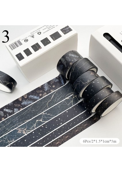 No.3 Tarzı Et 5m Vintage Siyah Washi Bant Izgara Şerit Maskeleme Bandı Dekoratif Yapışkan Bant Sticker Scrapbooking Günlüğü Kırtasiye (Yurt Dışından)