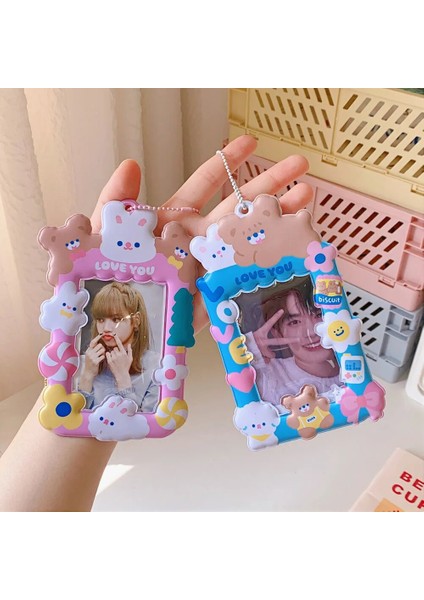 Mavi Stil Ins Kawaii Ayı Kart Sahibinin Sevimli Kampüs Otobüs Kartı Kordon Koruyucu Kapak Zincir Koruyucu Idol Fotoğraf Kollu Okul Kırtasiye (Yurt Dışından) fiyatları