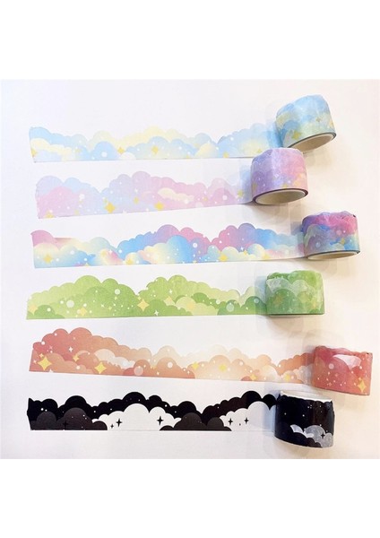 Kırmızı Stil Rüya Degrade Renk Bulutlar Yıldız Washi Bant Yaratıcı Etiket Dıy Sahne Tasarım El Hesabı Dekoratif Bant Kawaii Kırtasiye 5m (Yurt Dışından) modelleri