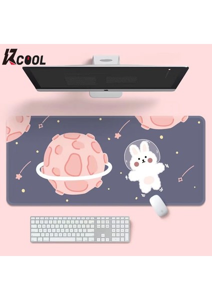 U-800X300X2MM Stili Ins Tarzı Sevimli Pembe Gezegen Tavşan Mouse Pad Oyun Büyük Süper Kawaii Bilgisayar Mat Kaymaz Klavye Pedi Ev Ofis Masaüstü Mat (Yurt Dışından)