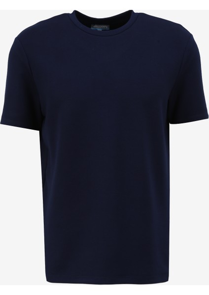 Lacivert Erkek Bisiklet Yaka Loose Fit T-Shirt D4SM-TST3277