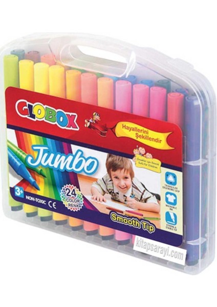 Jumbo Keçeli Kalem 24'lü Renkli Kalem Seti Çocuklar İçin 24 Farklı Renk