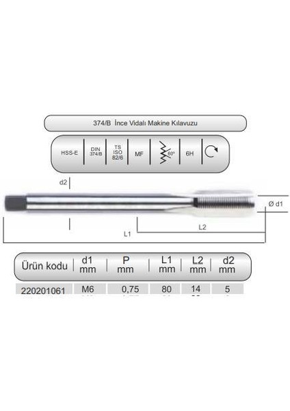 Hsse DIN374/B Mak.klvz. M6X0,75(6H)